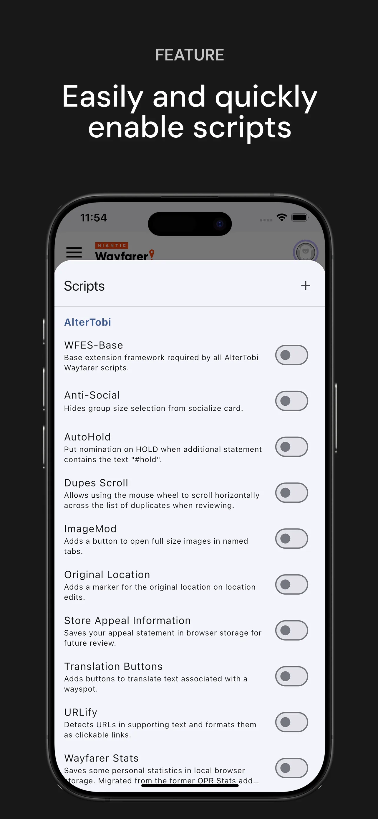 Easily and quickly enable scripts